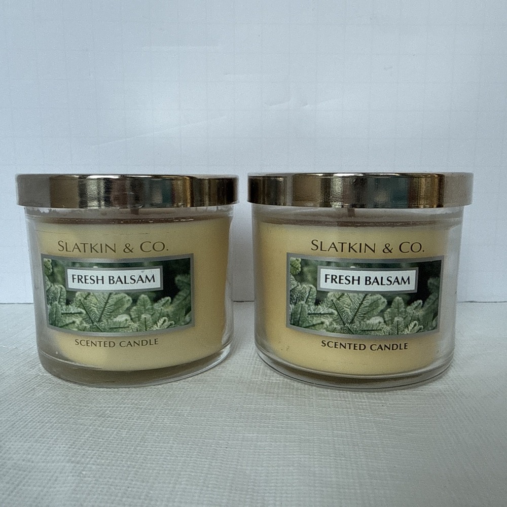 Lot Of 2 Slatkin & Co. 4 Oz. Scented‎ Candles Fresh Balsam Christmas